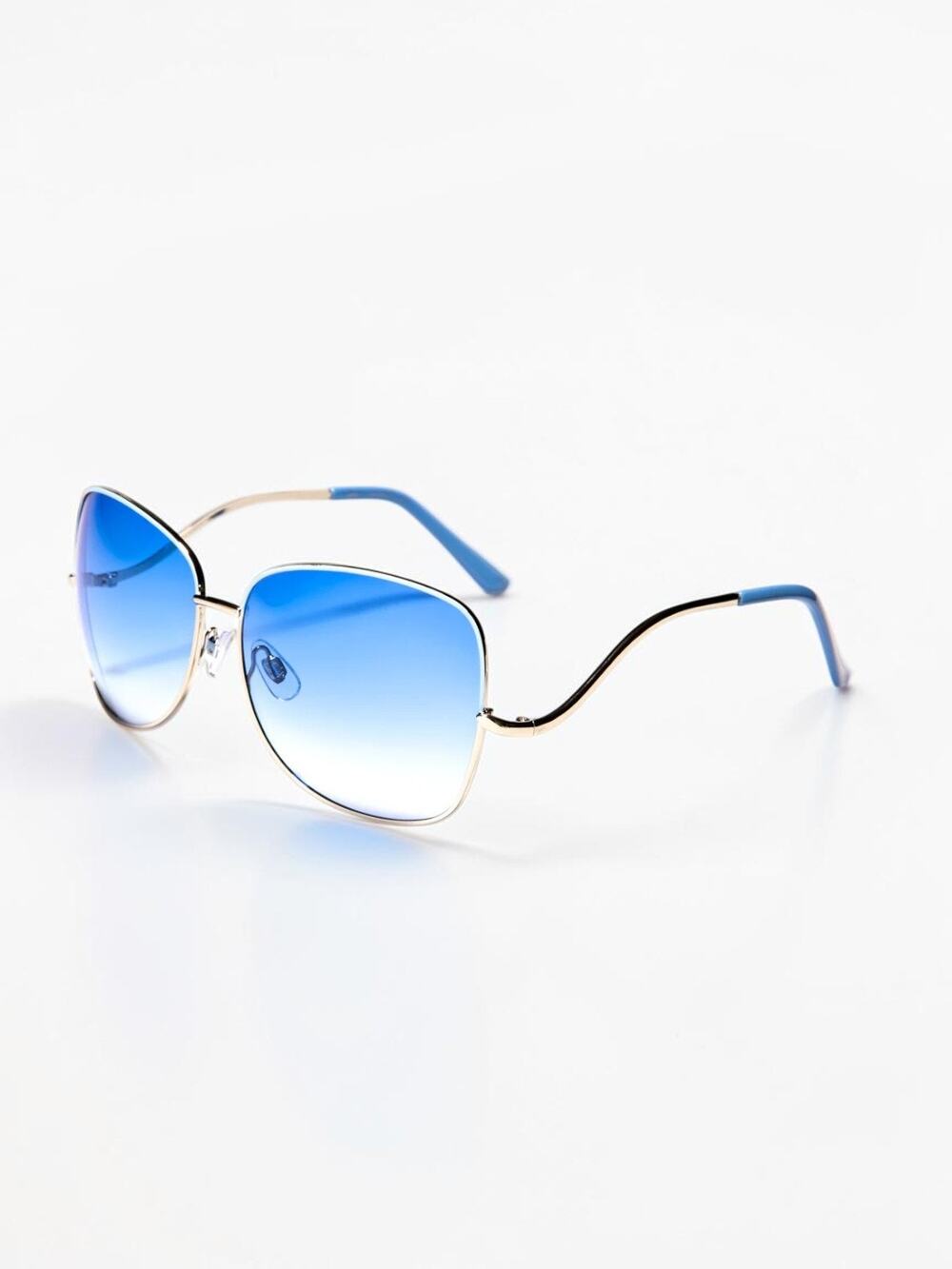 Giselle New Gradiant Blue Lens Silver Metal Sunglasses